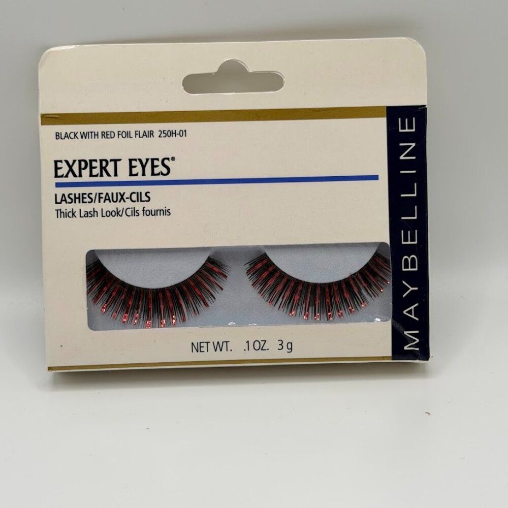 Maybelline Expert Eyes Faux Thick Lashes-Black with Red Foil Flair 250H-01- NEW